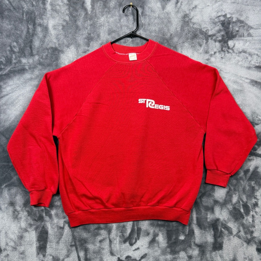 Sportswear Sweatshirt Mens L Red St Regis Raglan Vintage Graphic Pullover